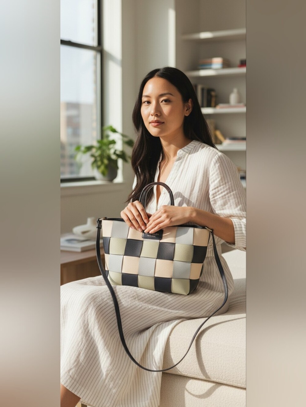 New Kate Spade ♠️ Basket Woven Leather blue woven blue green multi